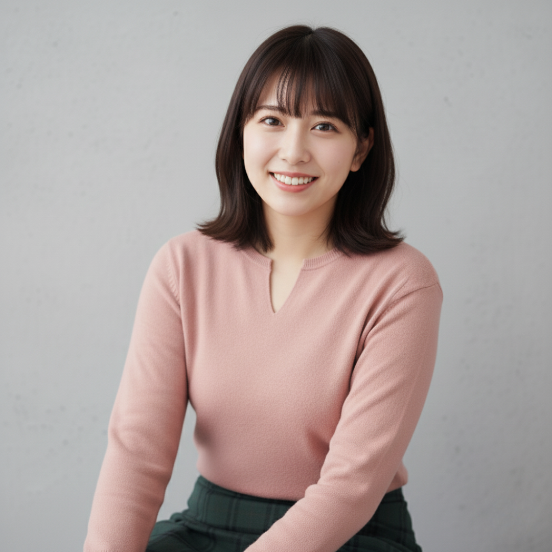 頭痛が和らぎ、リラックスした表情で笑顔になっている女性の写真