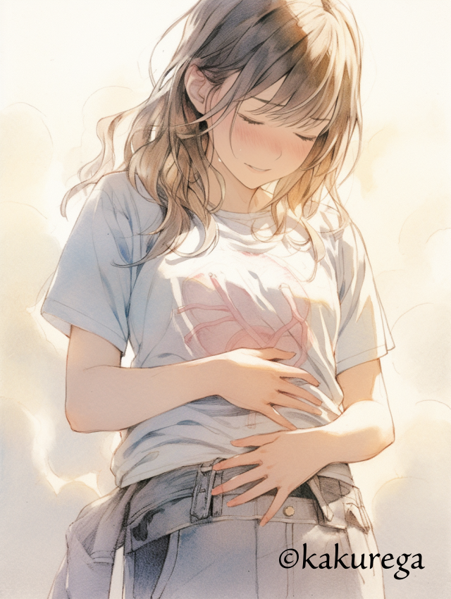 お腹が痛い女性のイメージ