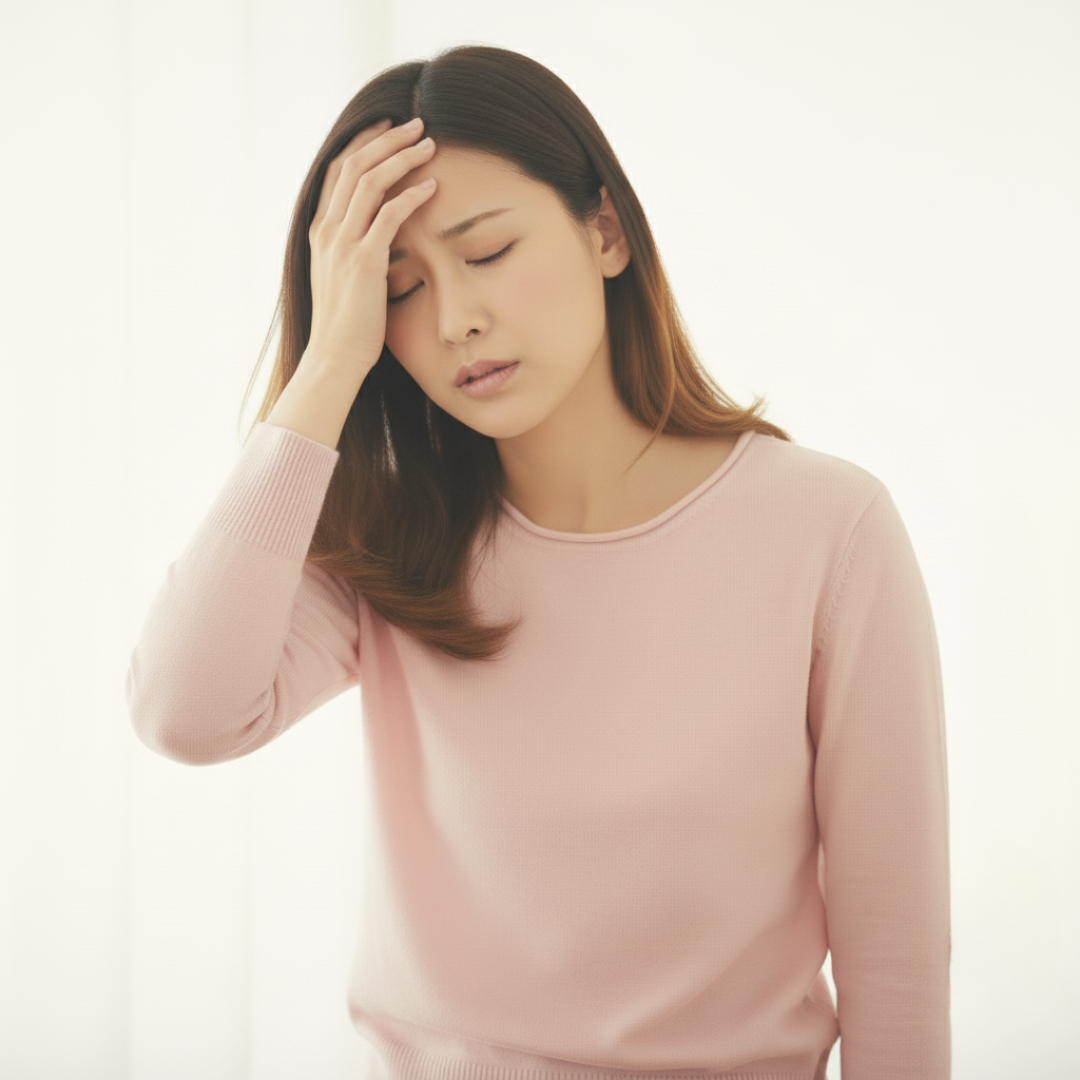 貧血を起こす女性のイメージ