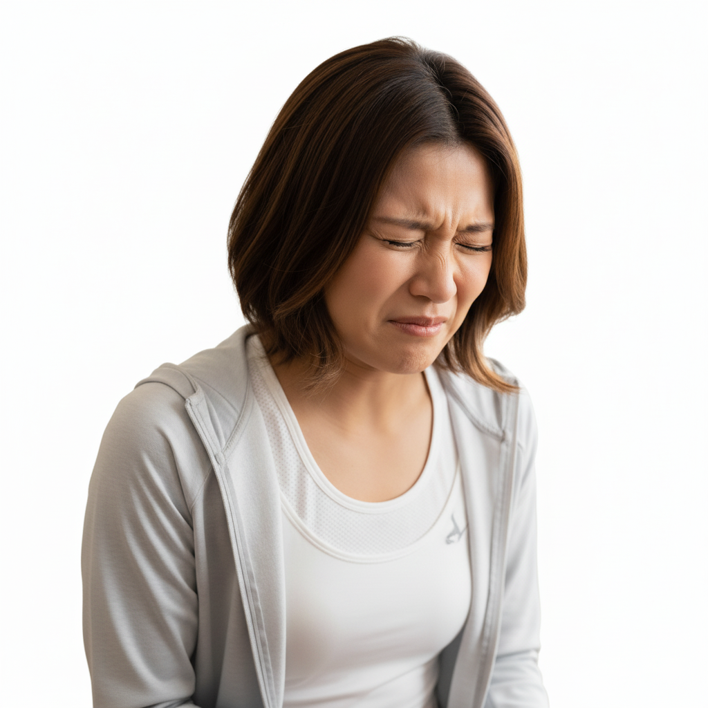足もみを受けてめっちゃ痛そうにしている女性のイメージ