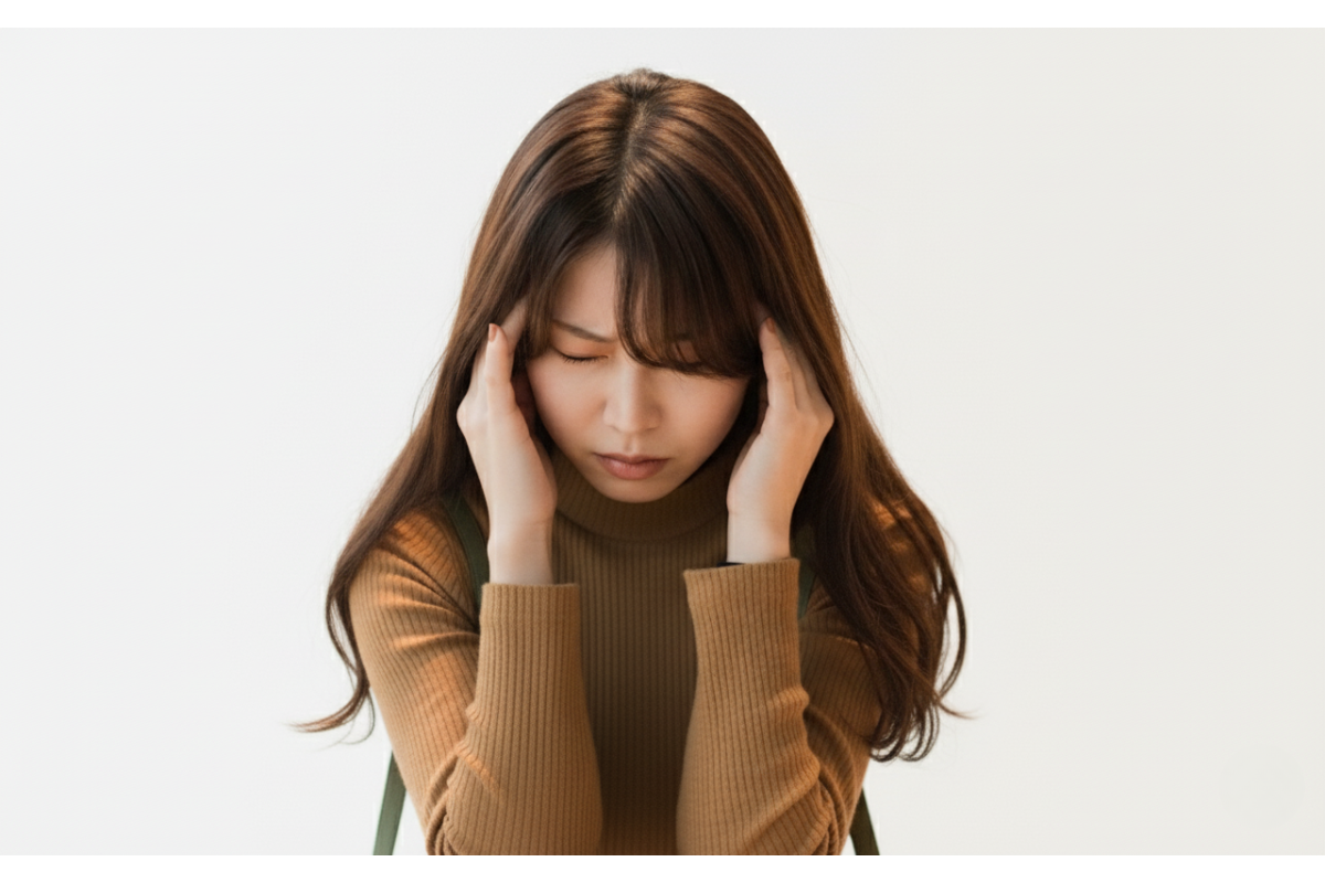 頭痛に苦しむ女性のイメージ