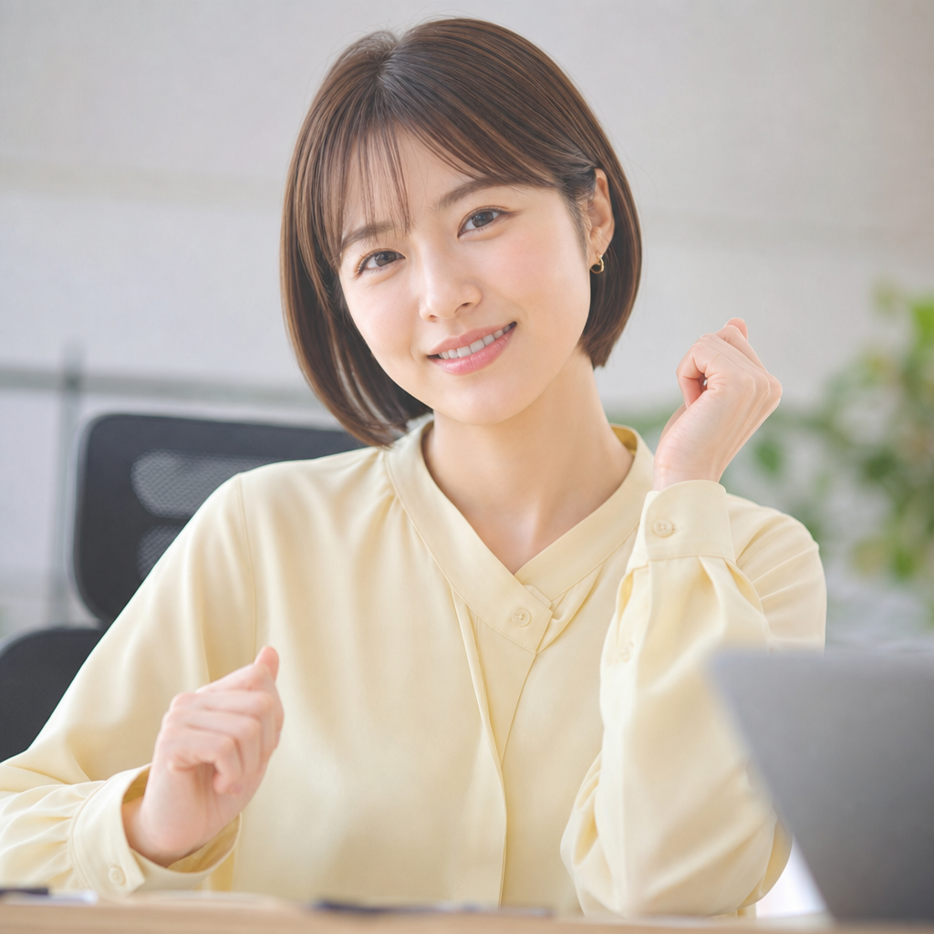 首コリが改善して笑顔になった女性