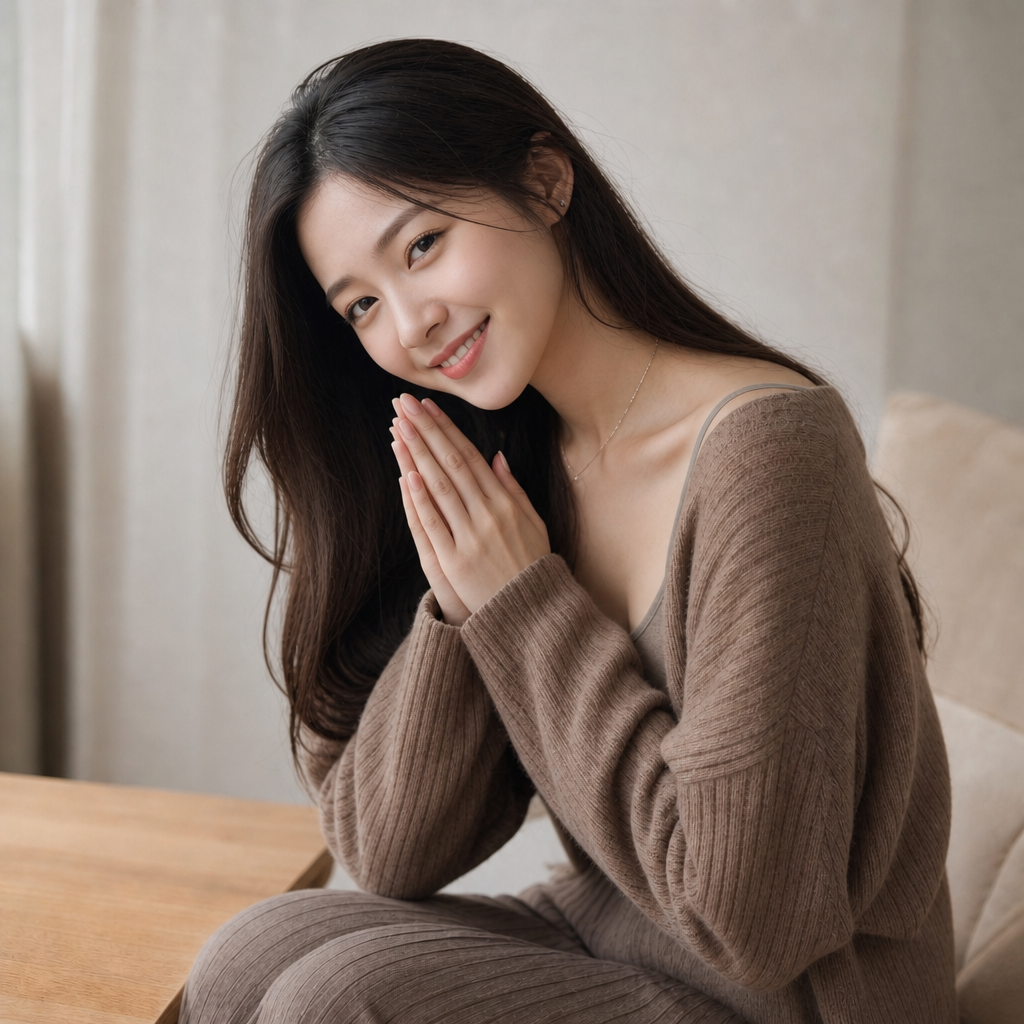 頭痛が改善されて笑顔の女性