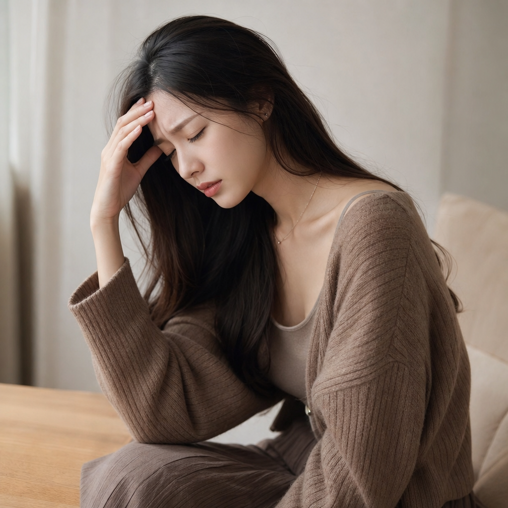 頭痛に苦しむ女性